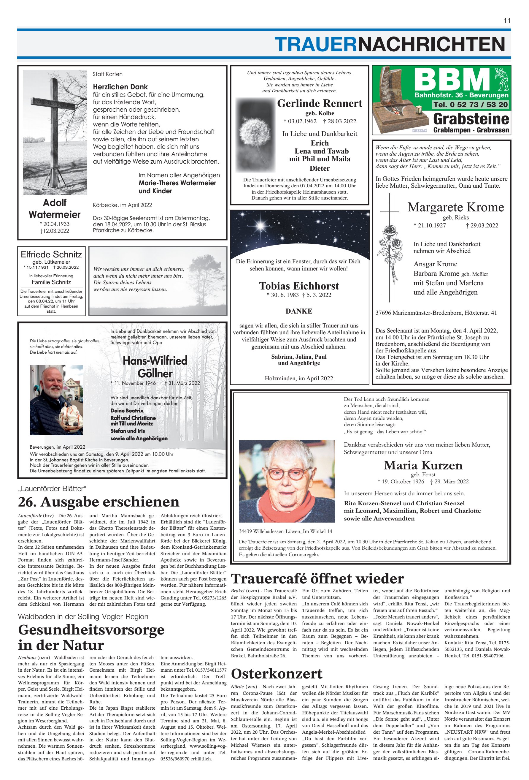 TRAUERNACHRICHTEN Trauercafé öffnet