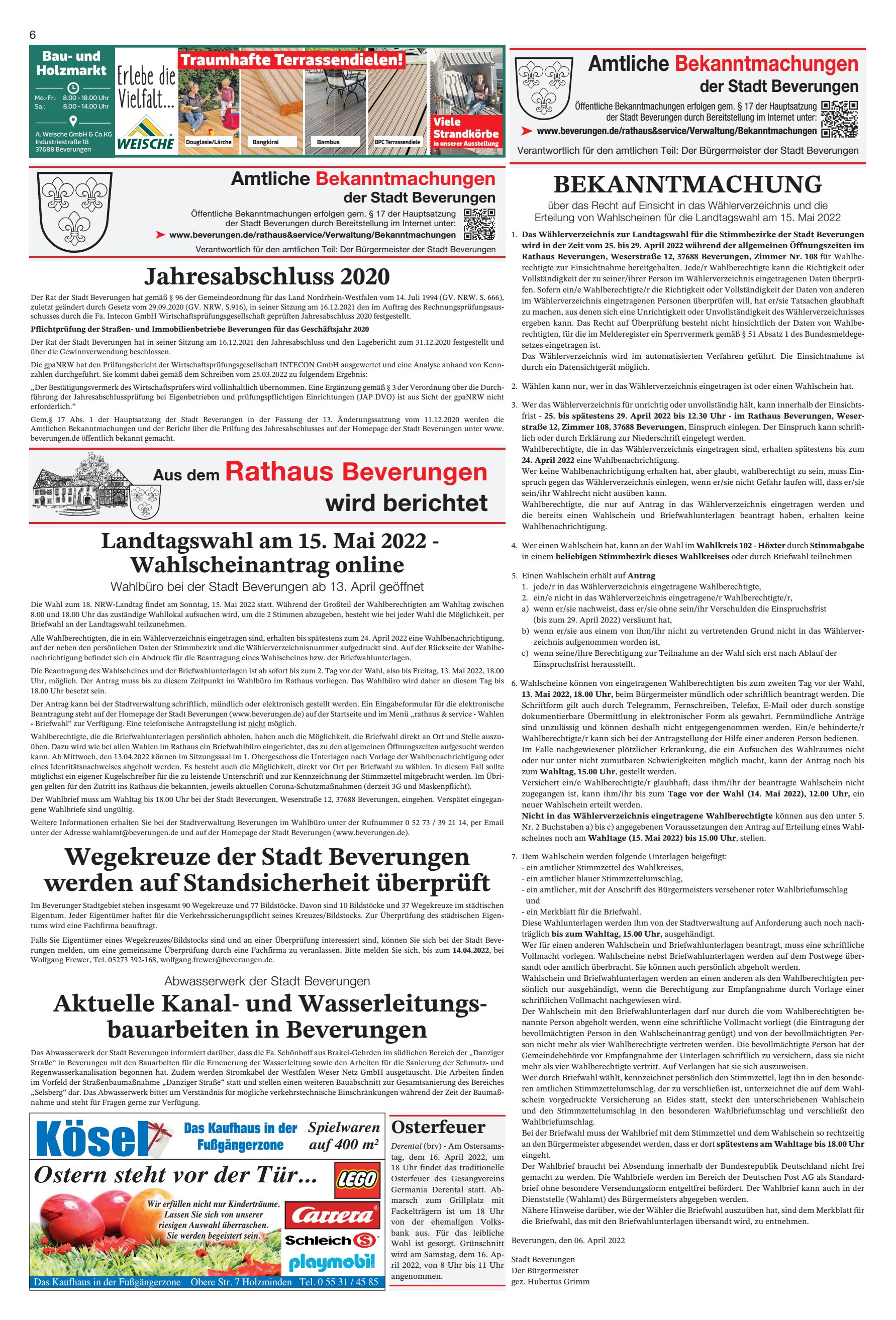 Rathaus BEKANNTMACHUNG Jahresabschluss