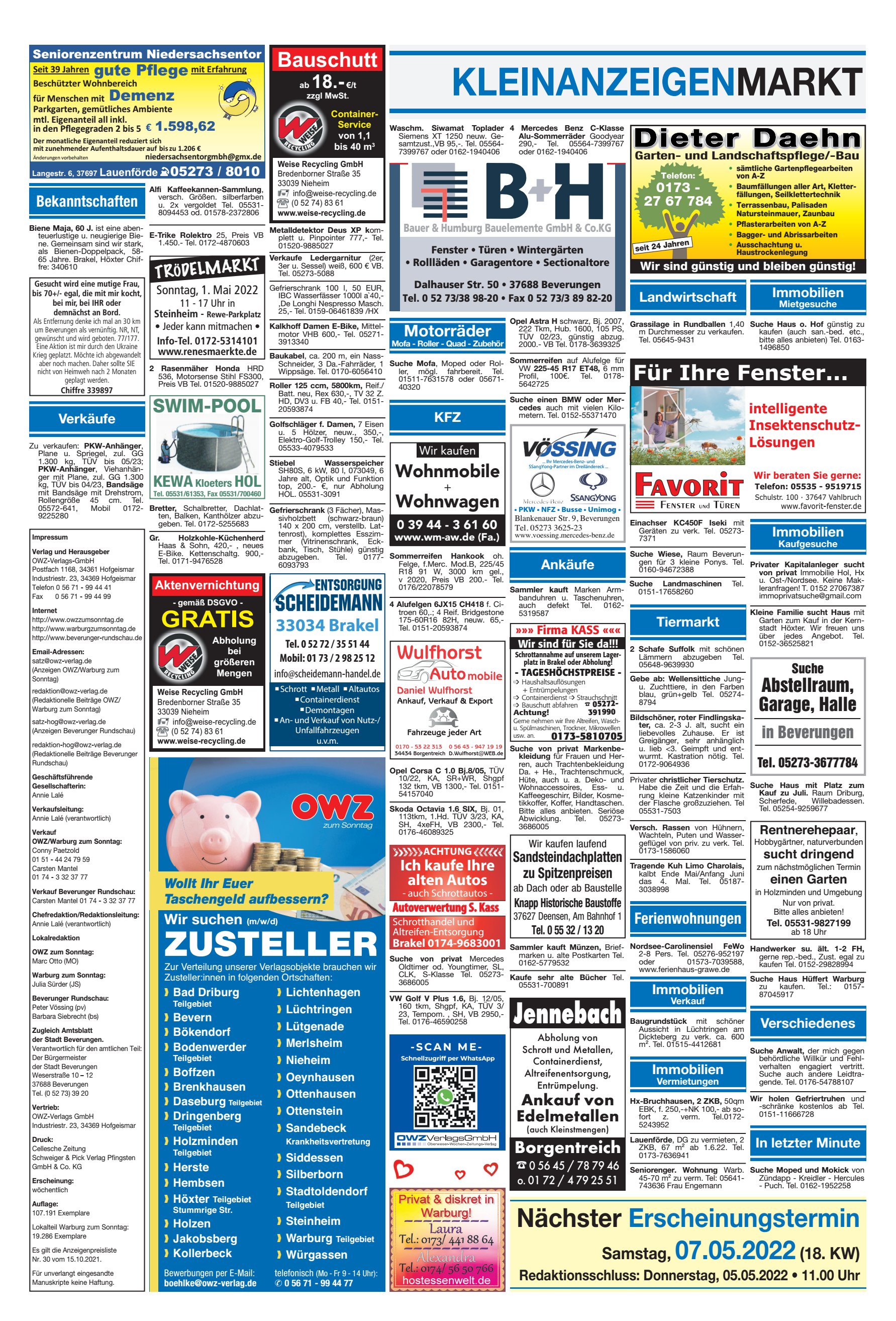 KLEINANZEIGENMARKT Nächster Erscheinungstermin
