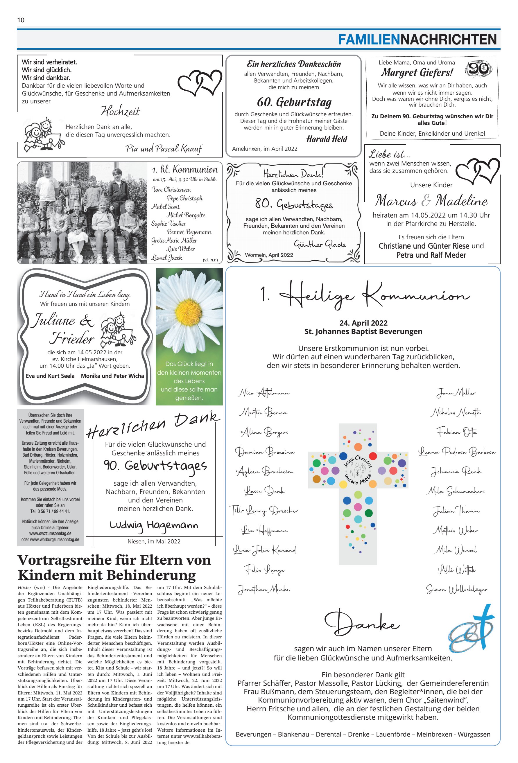 Vortragsreihe Eltern Kindern
