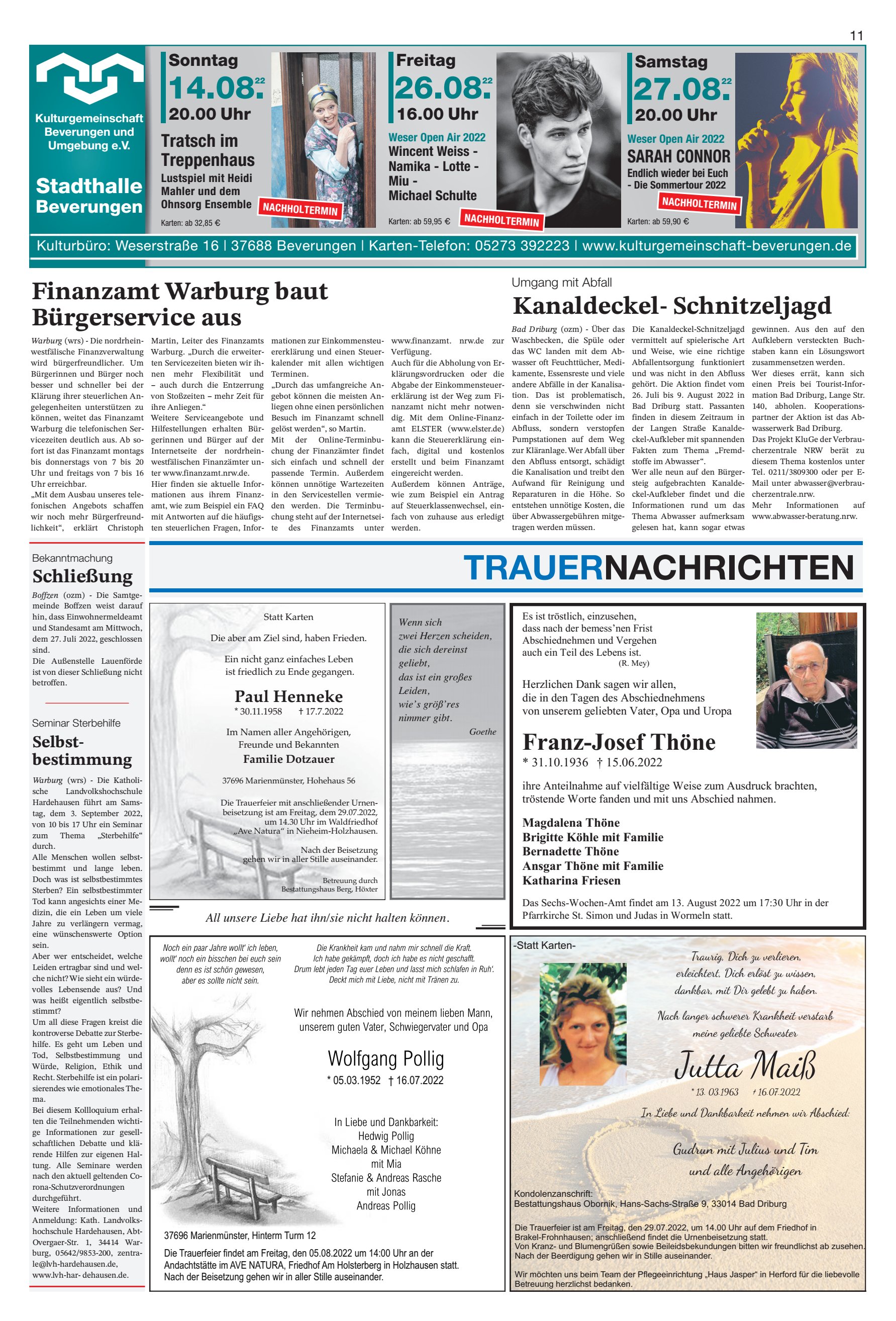TRAUERNACHRICHTEN FinanzamtWarburg baut