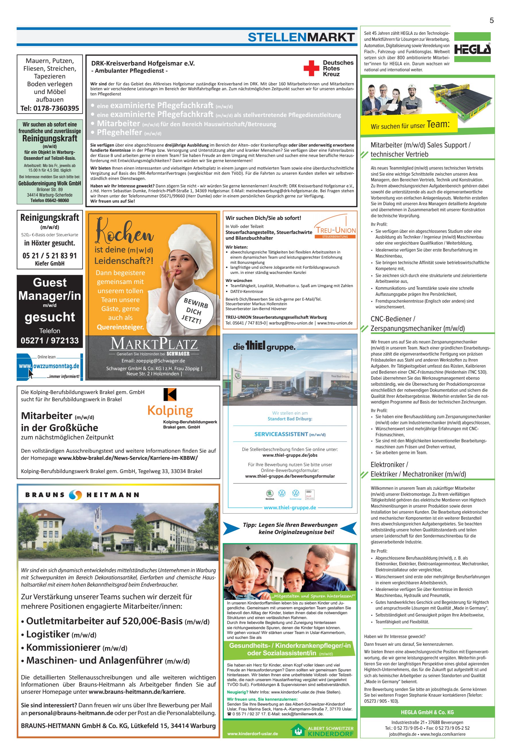 STELLENMARKT Mitarbeiter Großküche