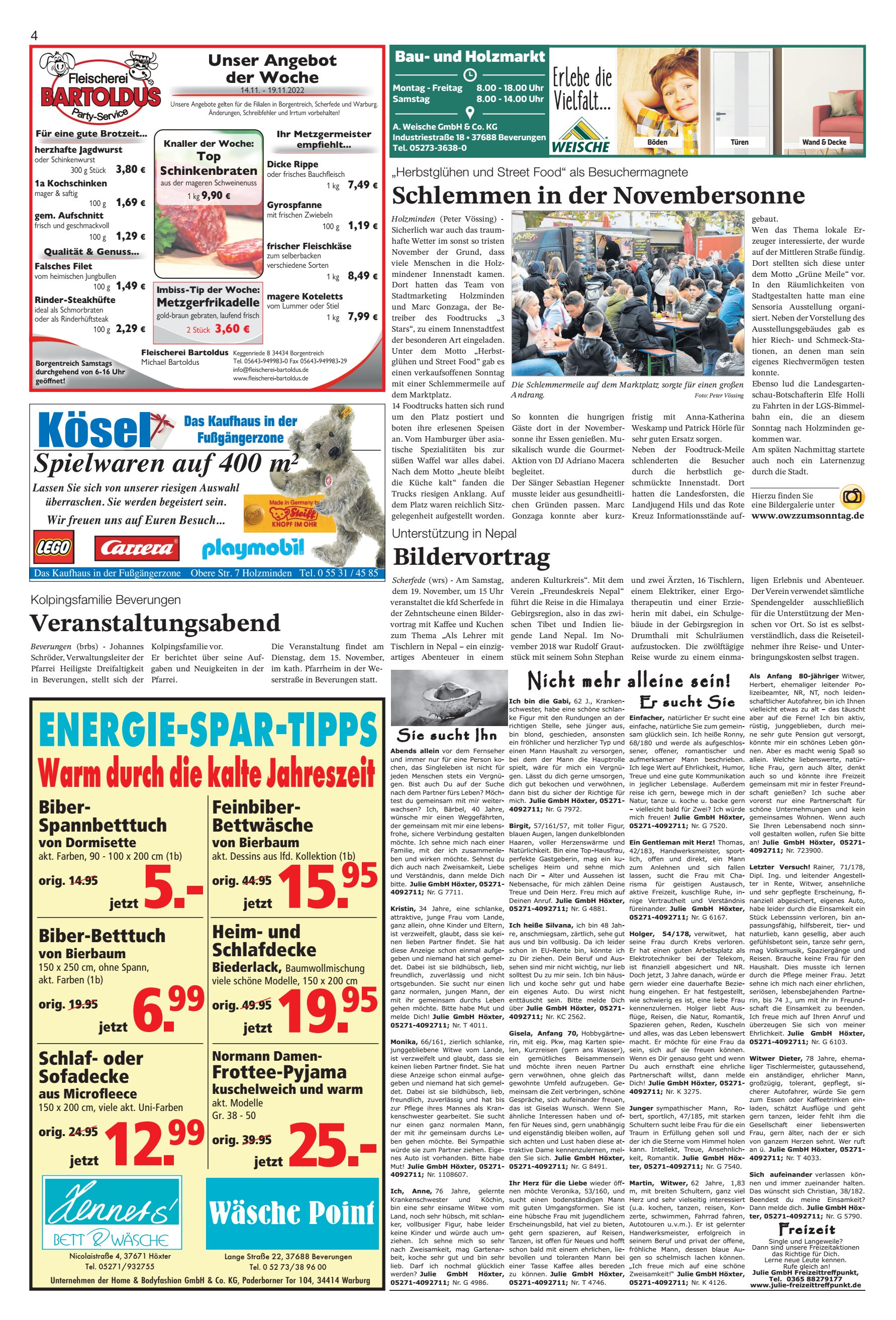 ENERGIE-SPAR-TIPPS Schlemmen Novembersonne