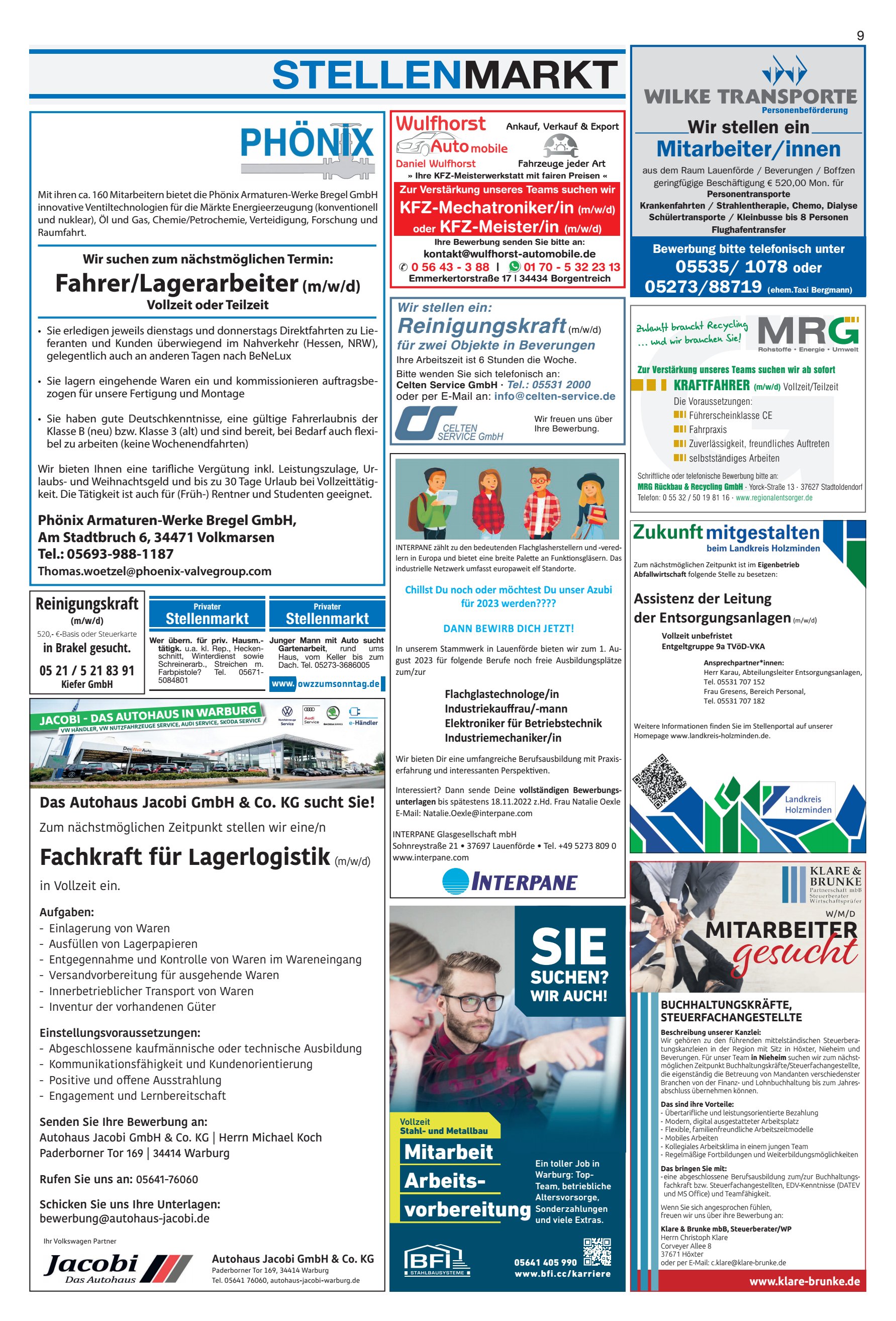 STELLENMARKT FahrerLagerarbeiter Jetzt