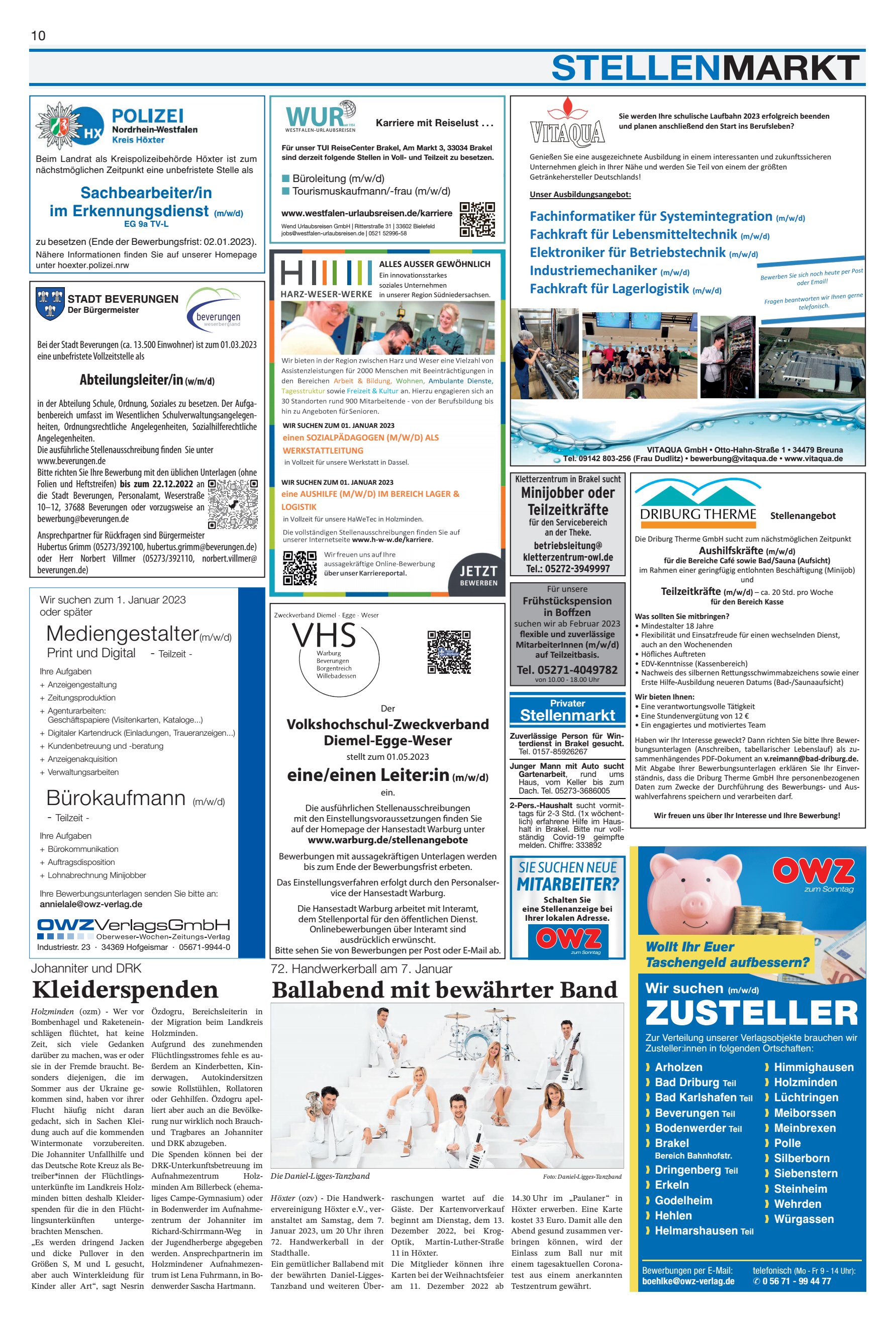 STELLENMARKT Kleiderspenden Ballabend
