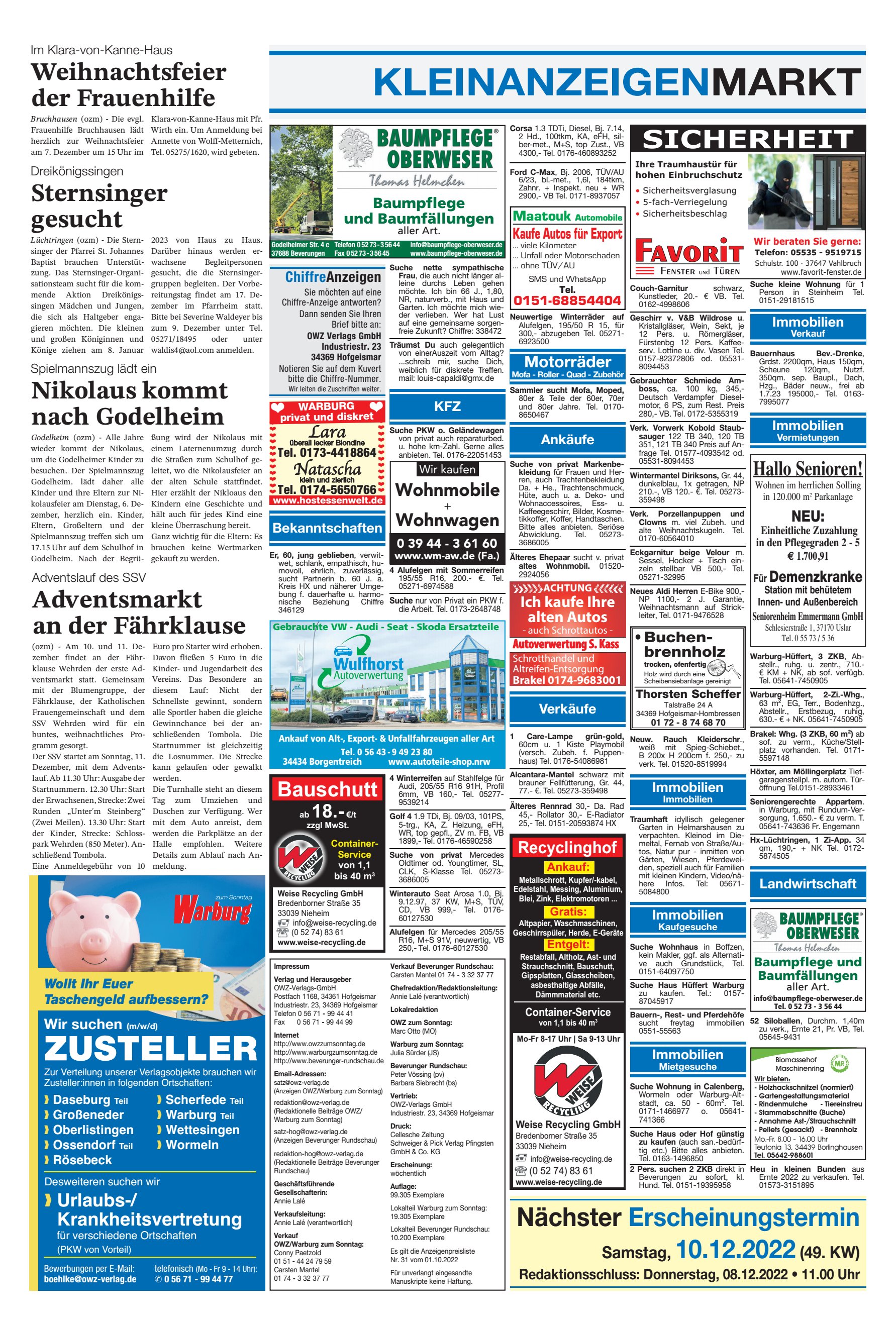 KLEINANZEIGENMARKT SICHERHEIT Sternsinger