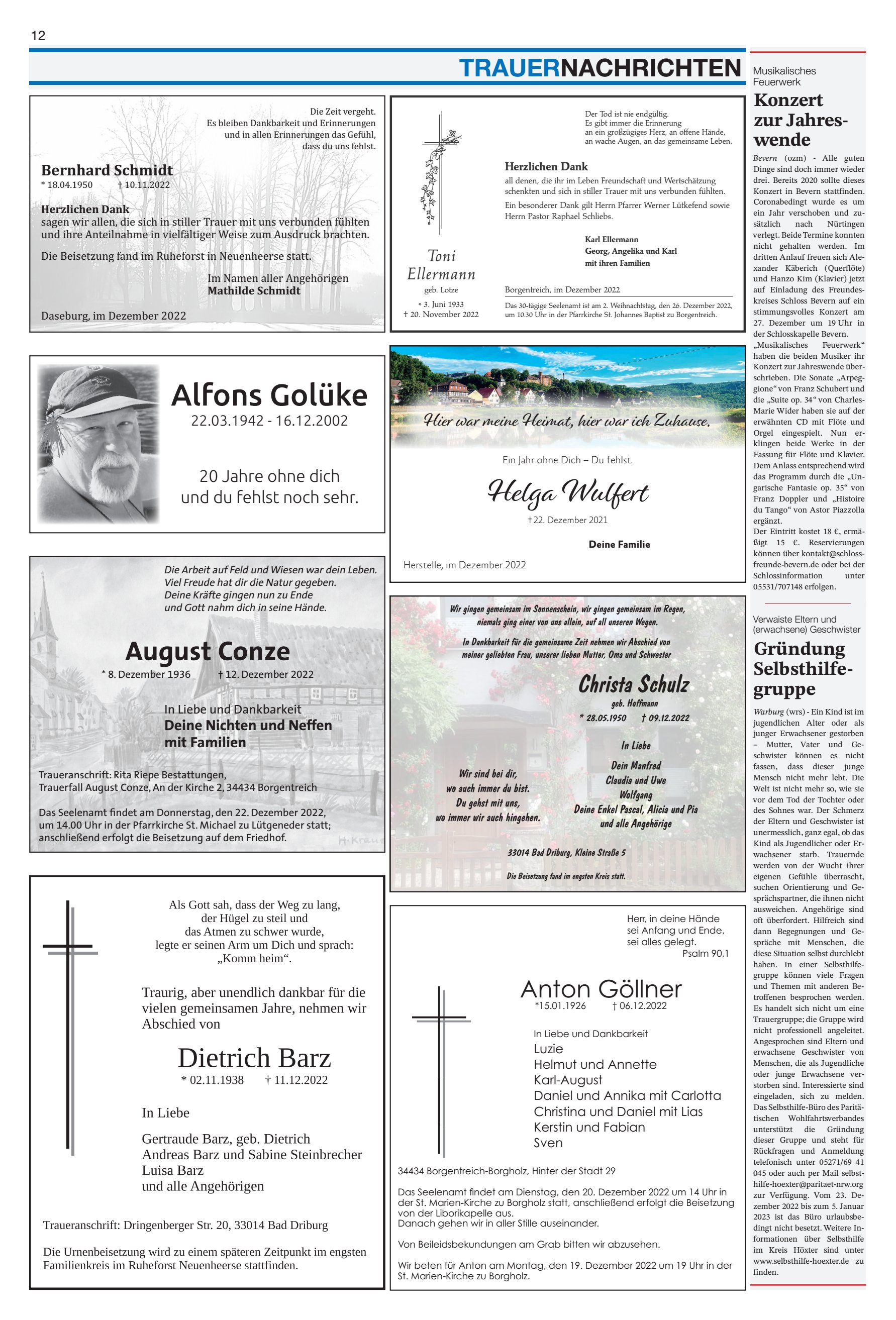 August Conze TRAUERNACHRICHTEN