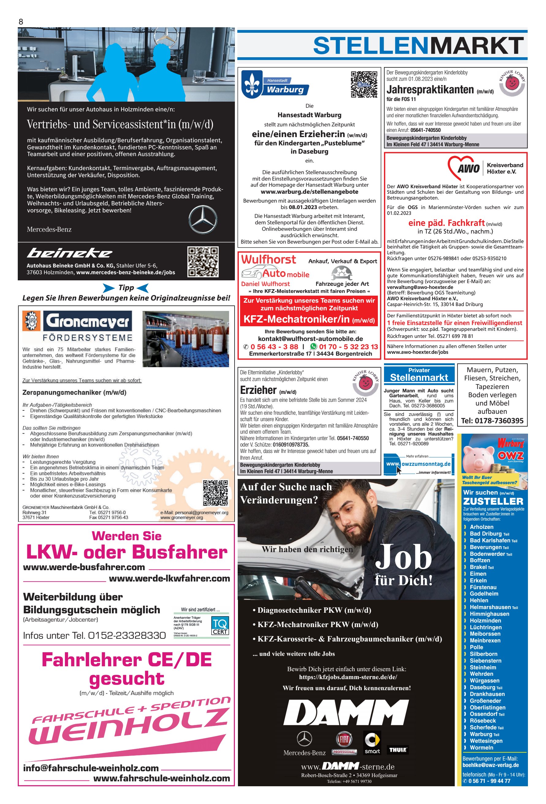 STELLENMARKT KFZ-Mechatronikerin eineeinen