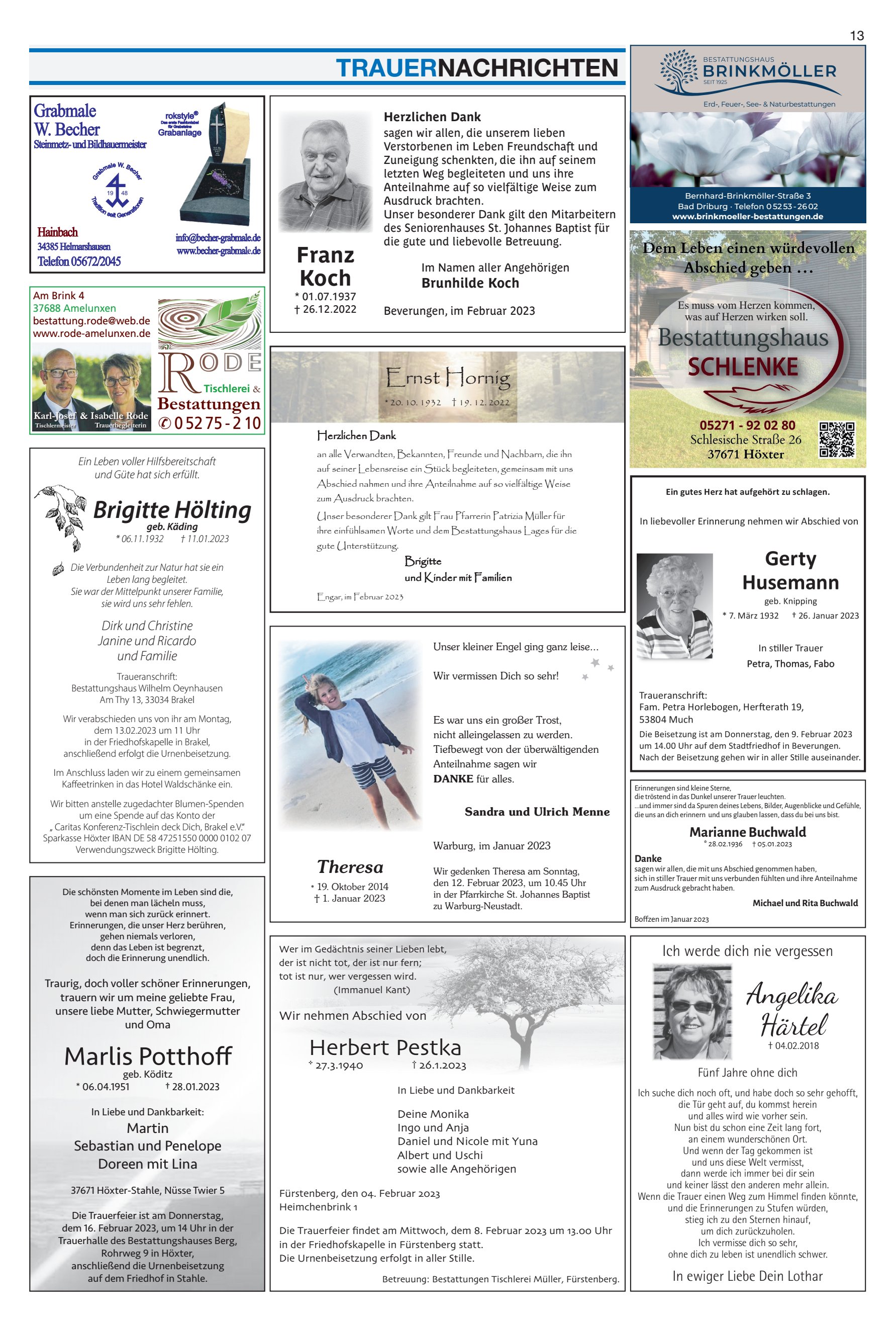 TRAUERNACHRICHTEN Franz Koch