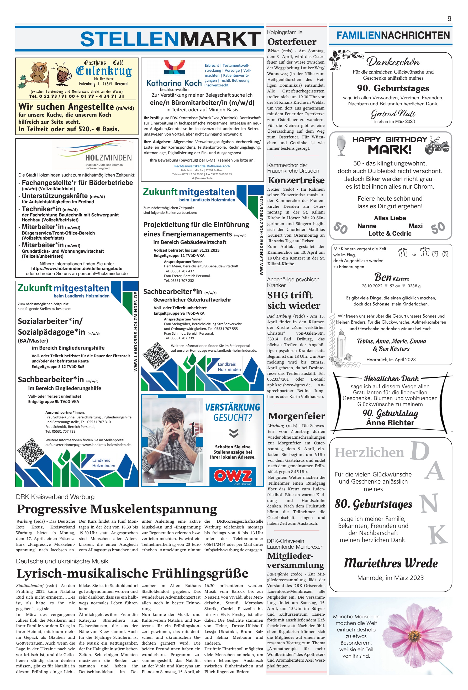 STELLENMARKT Lyrisch-musikalische Frühlingsgrüße