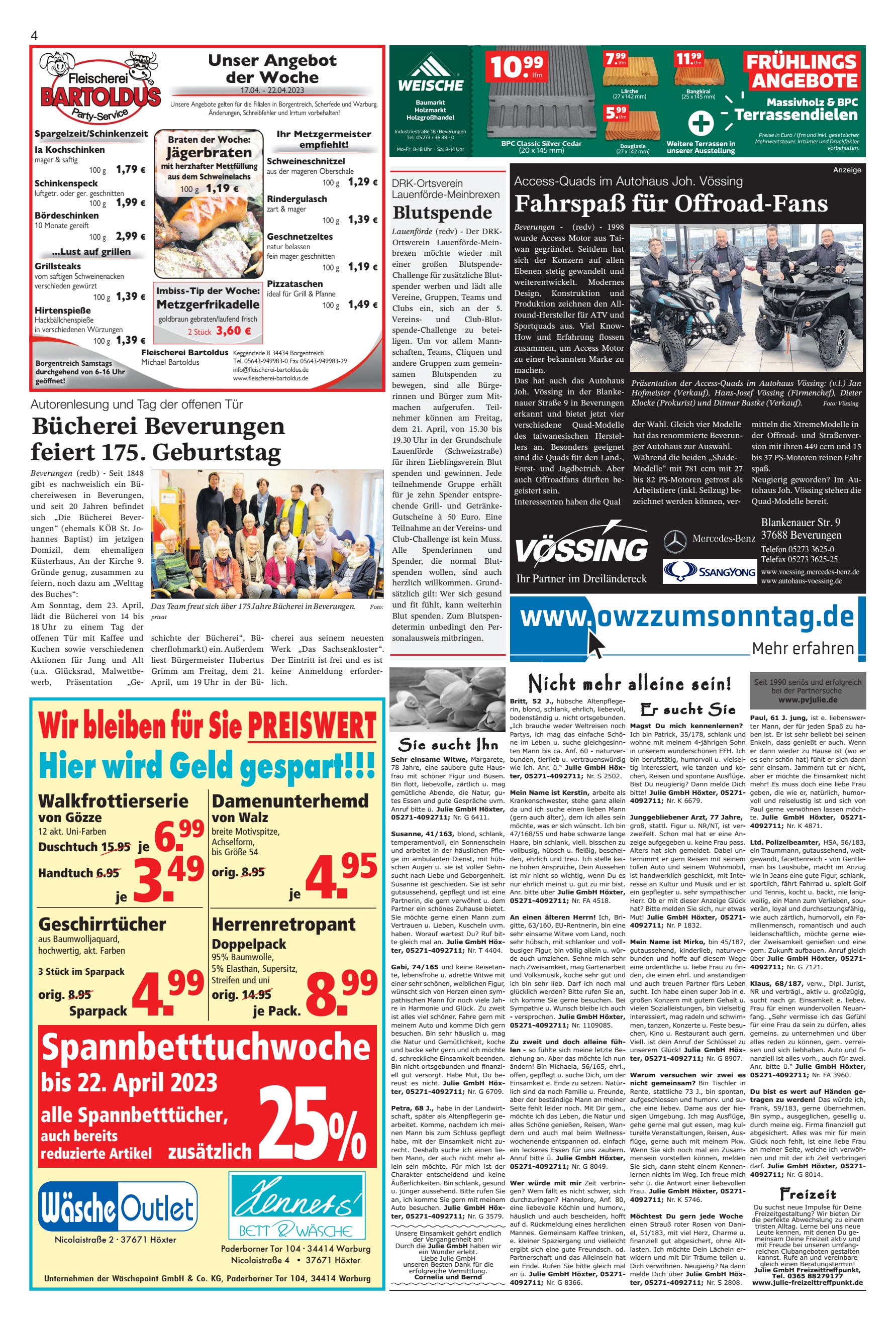 Jahr Höxter Wäsche