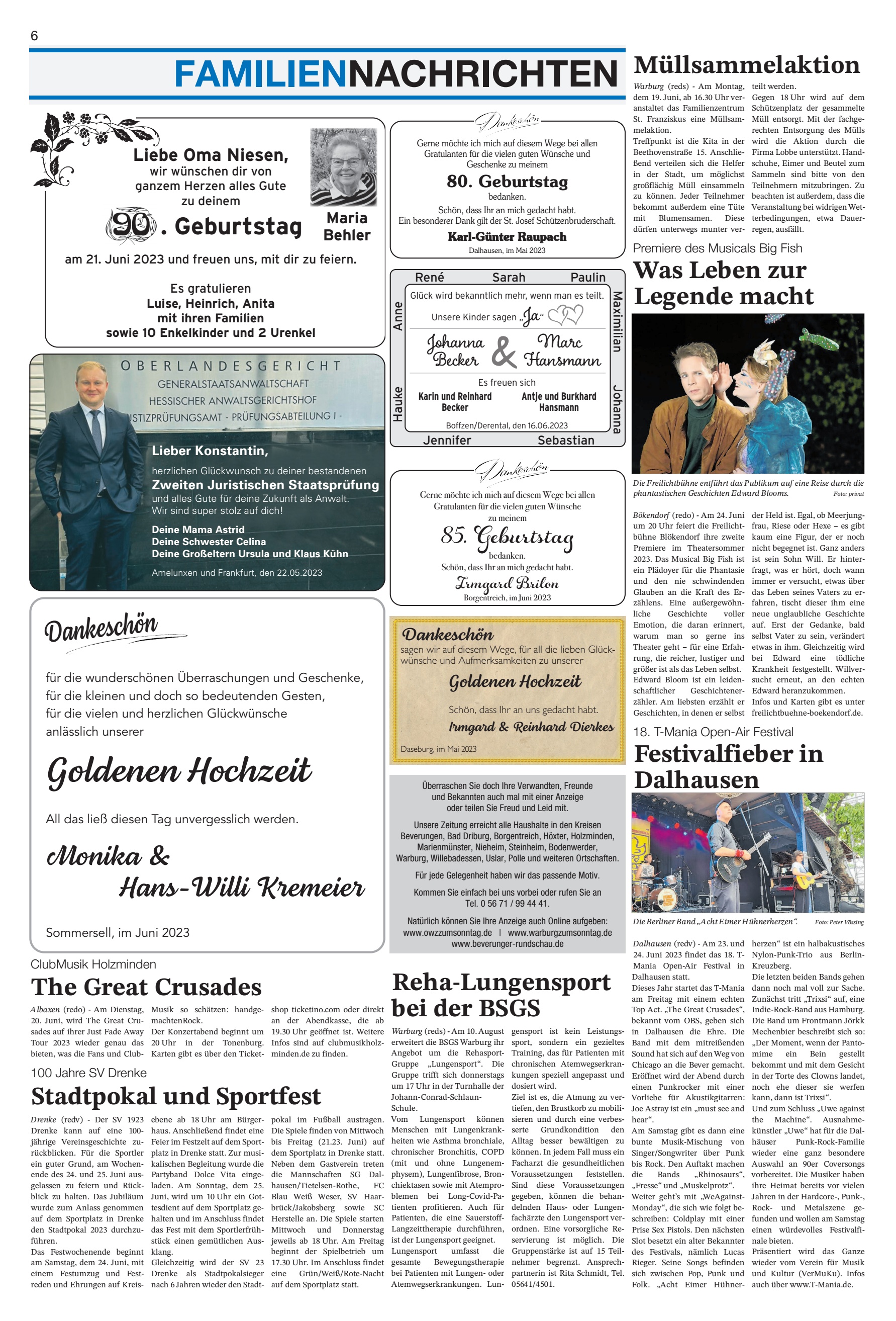FAMILIENNACHRICHTEN Stadtpokal Sportfest
