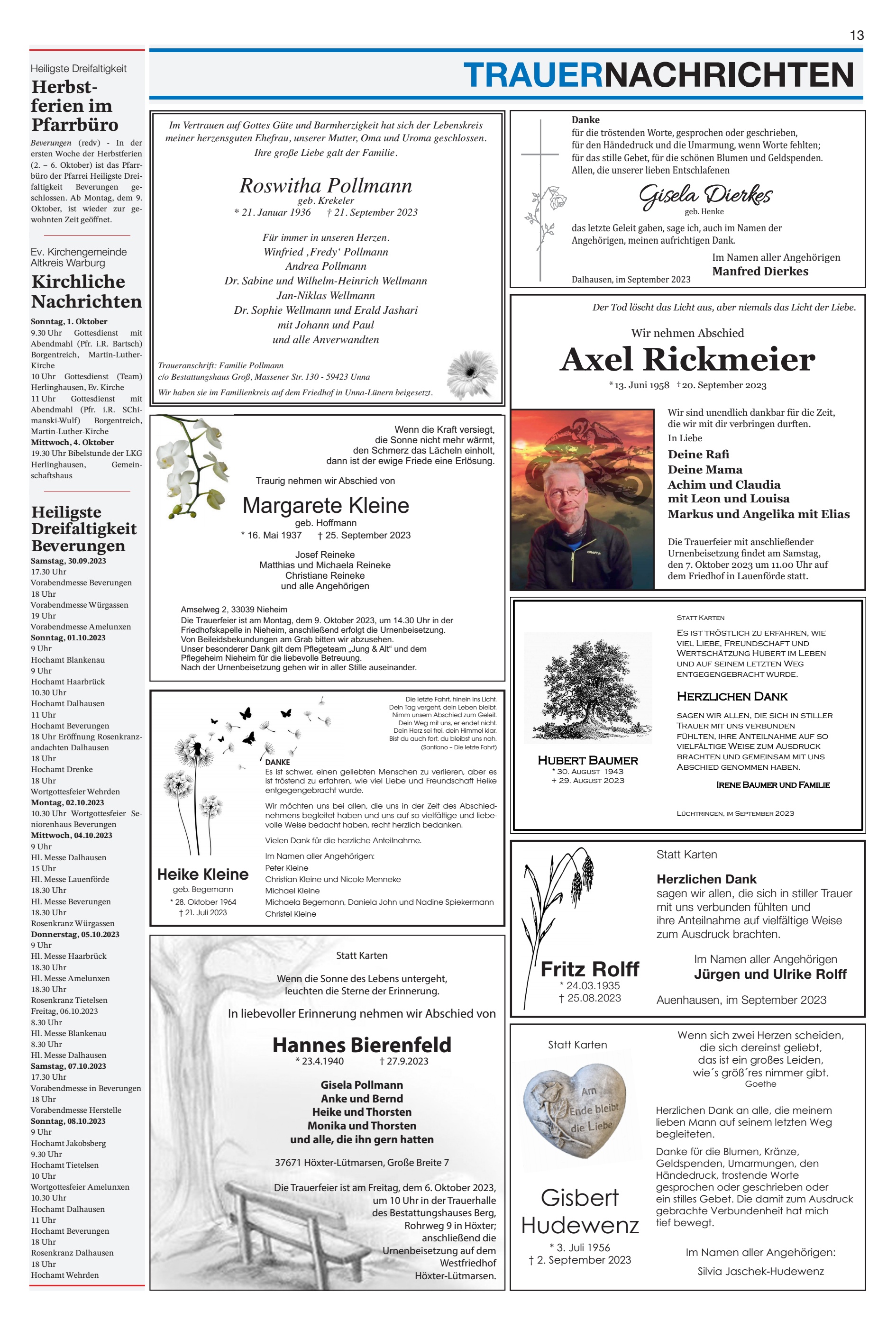 TRAUERNACHRICHTEN Axel Rickmeier
