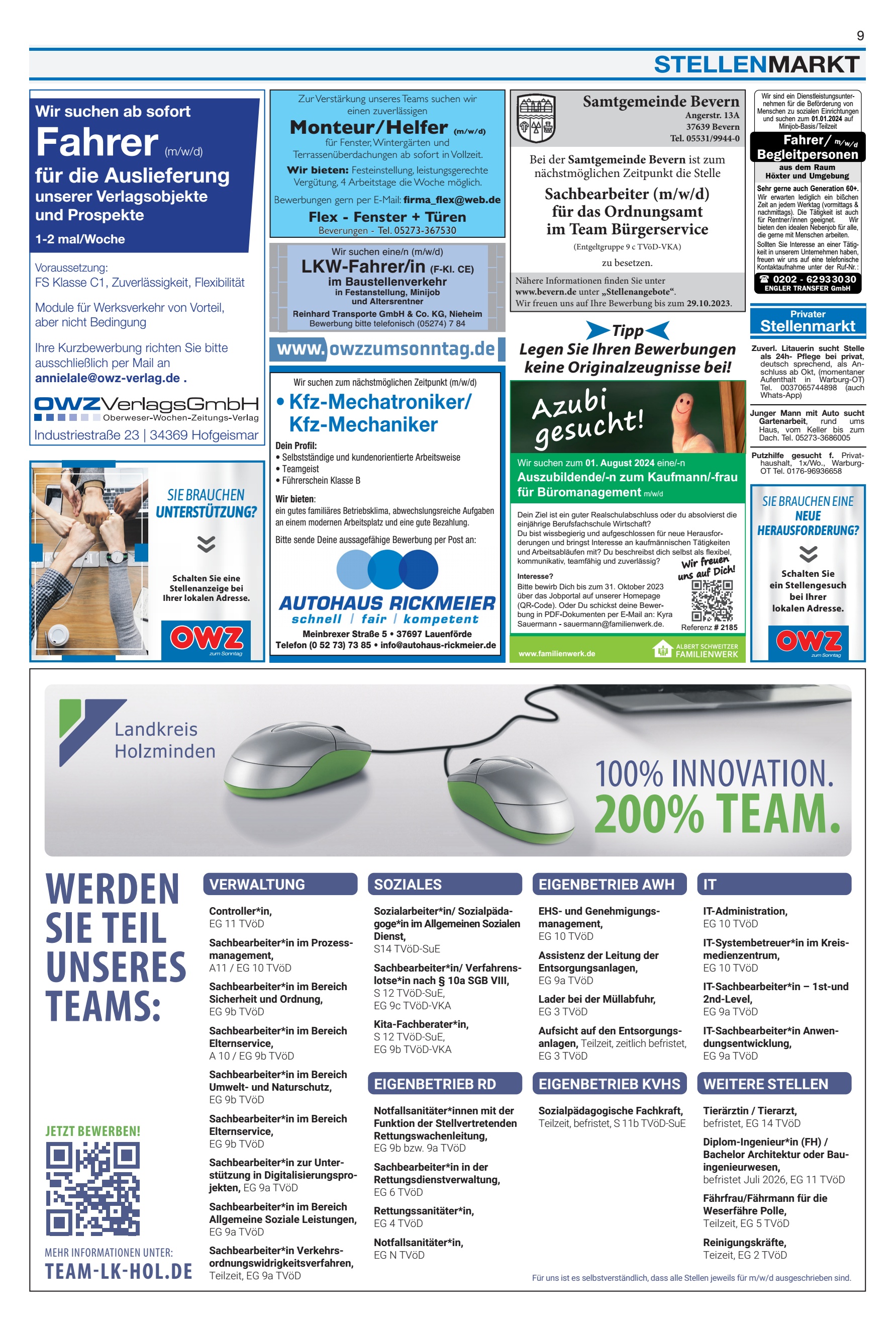 STELLENMARKT Azubi gesucht