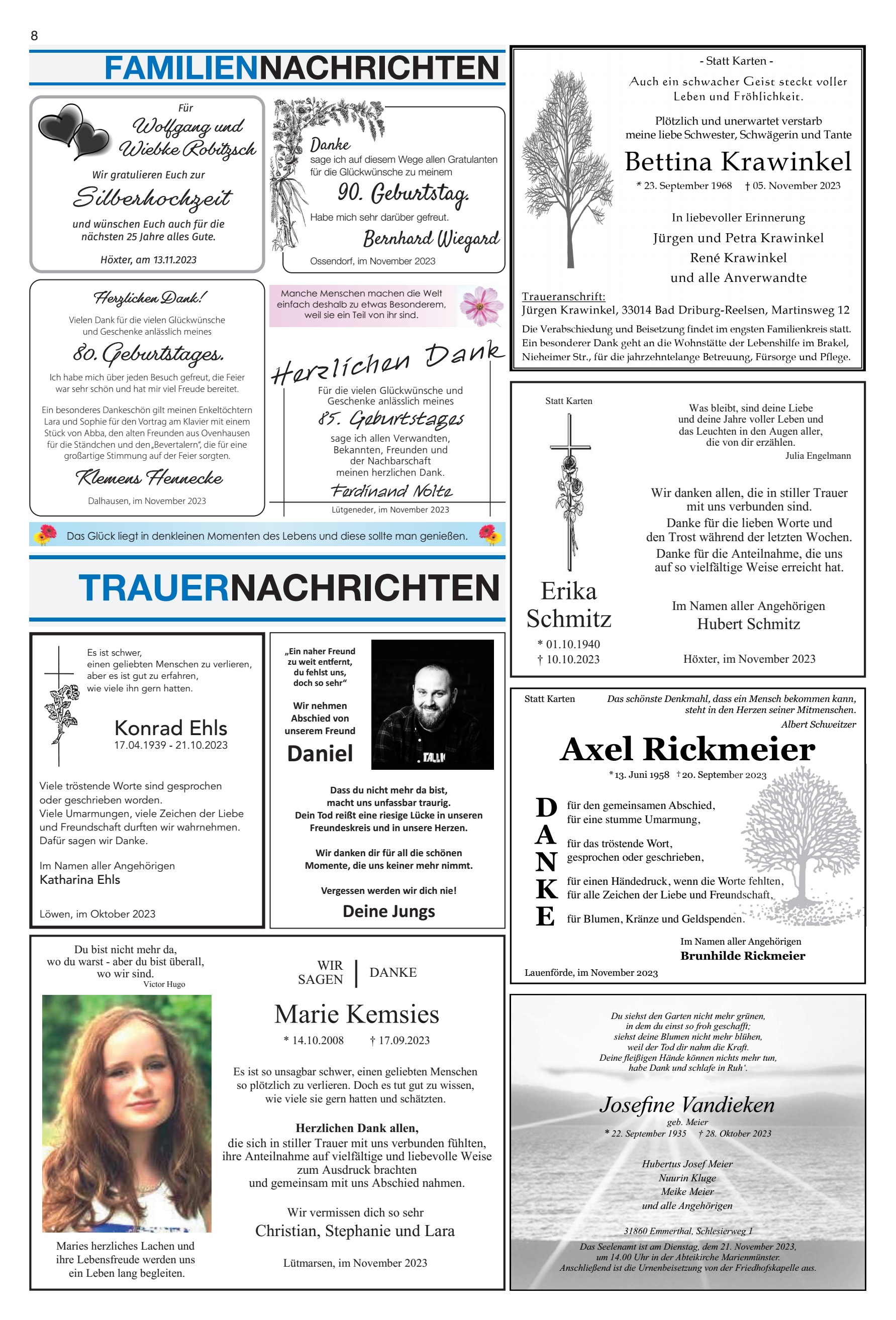 TRAUERNACHRICHTEN Axel Rickmeier