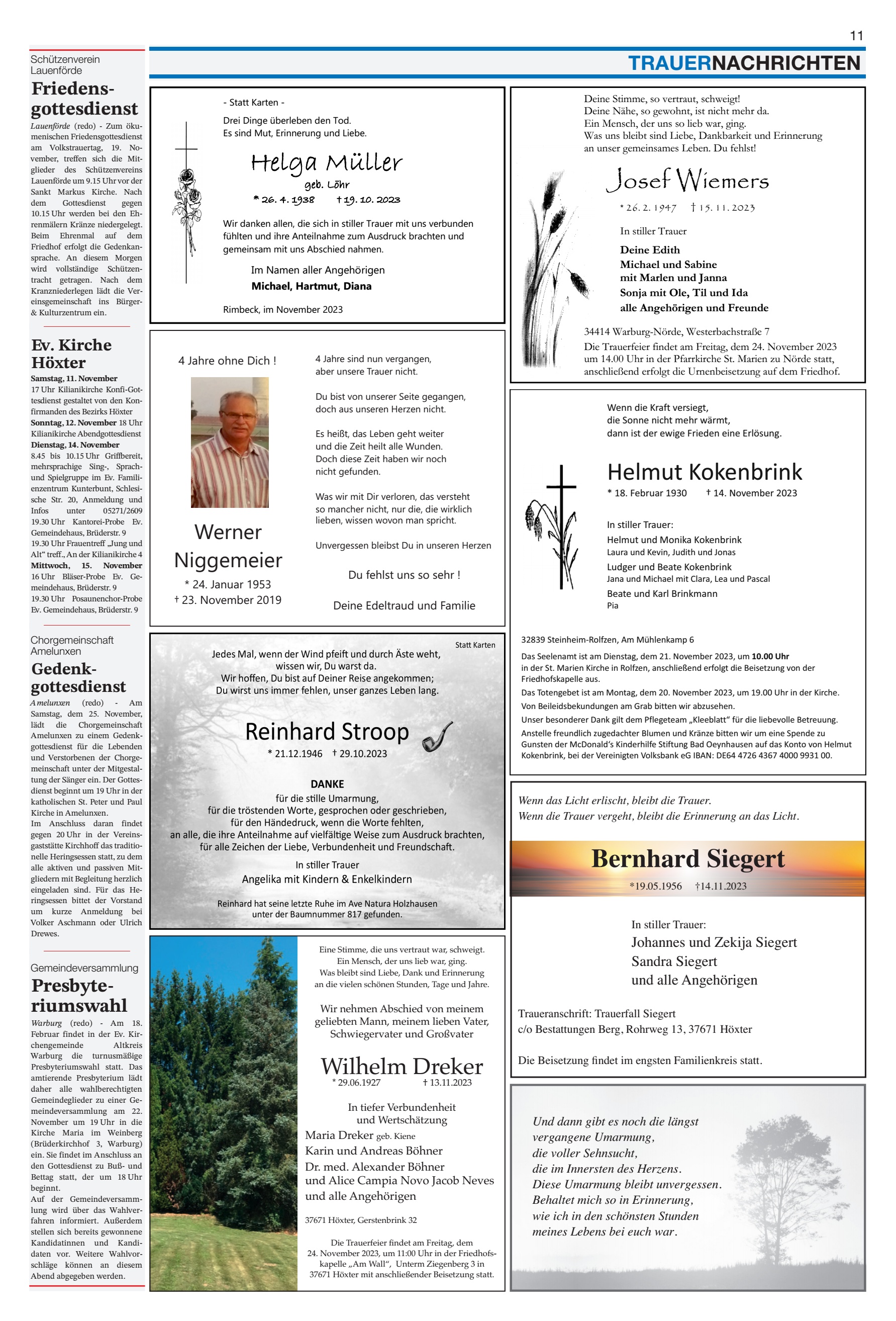 Bernhard Siegert TRAUERNACHRICHTEN