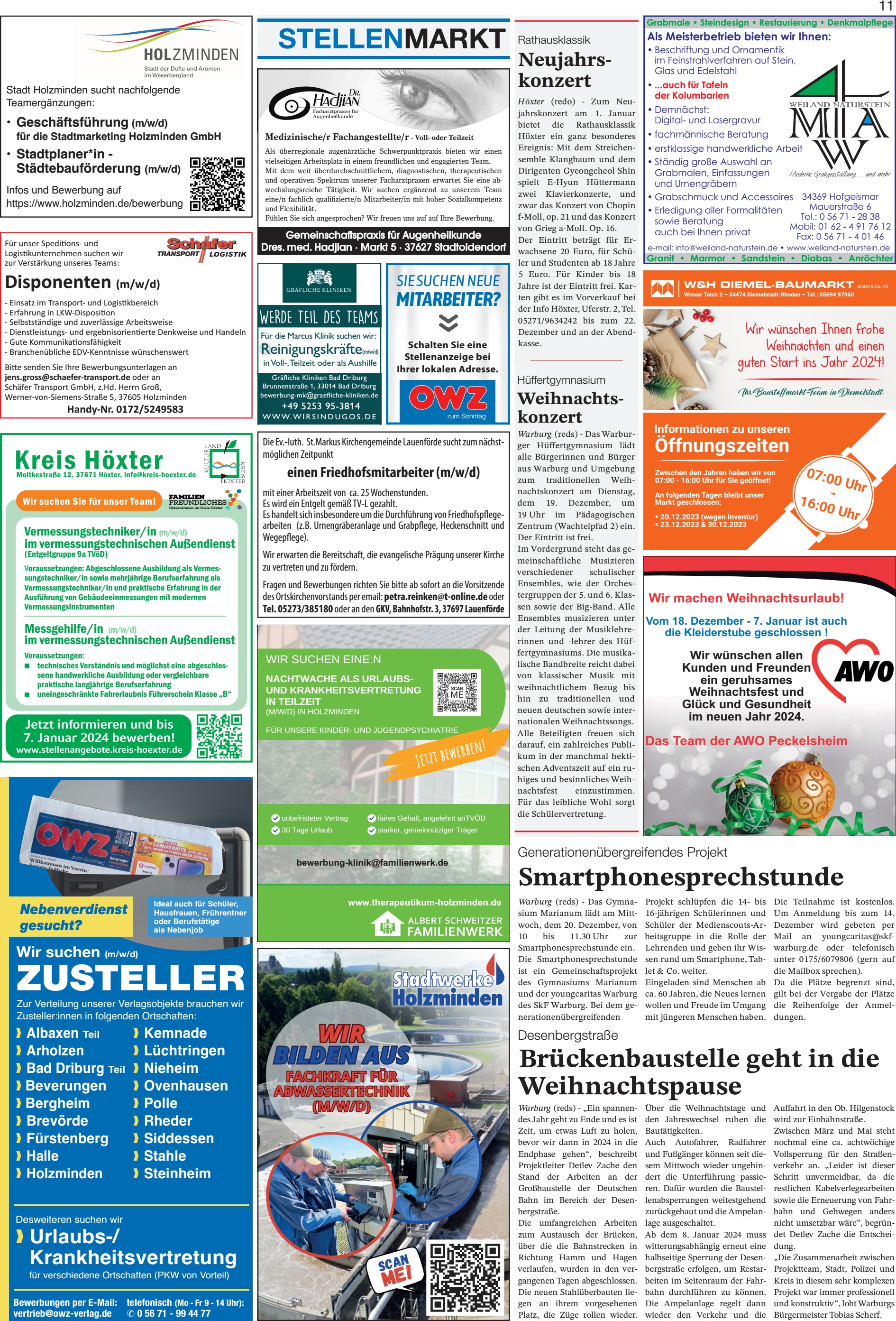 Brückenbaustelle geht Weihnachtspause