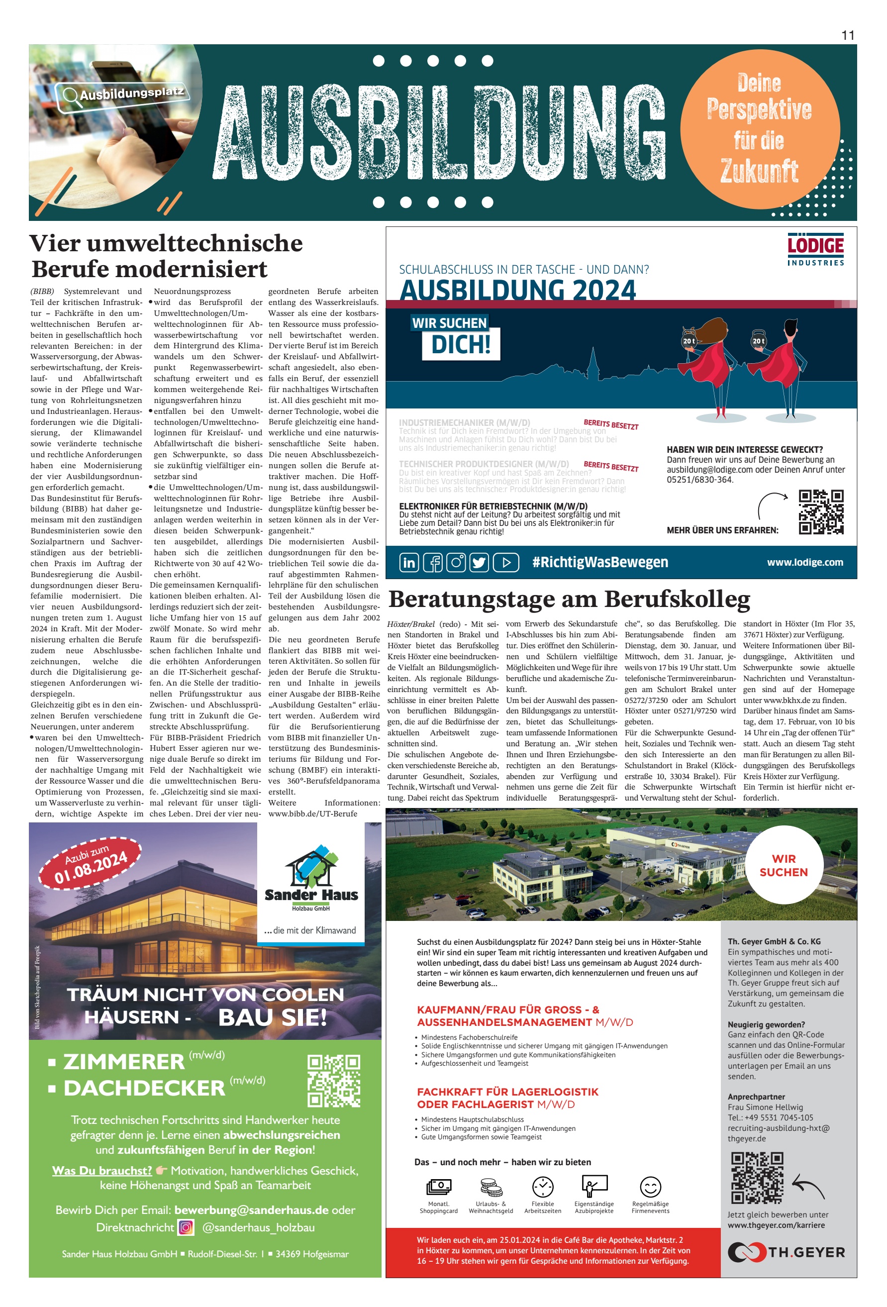 AUSBILDUNG Vier umwelttechnische