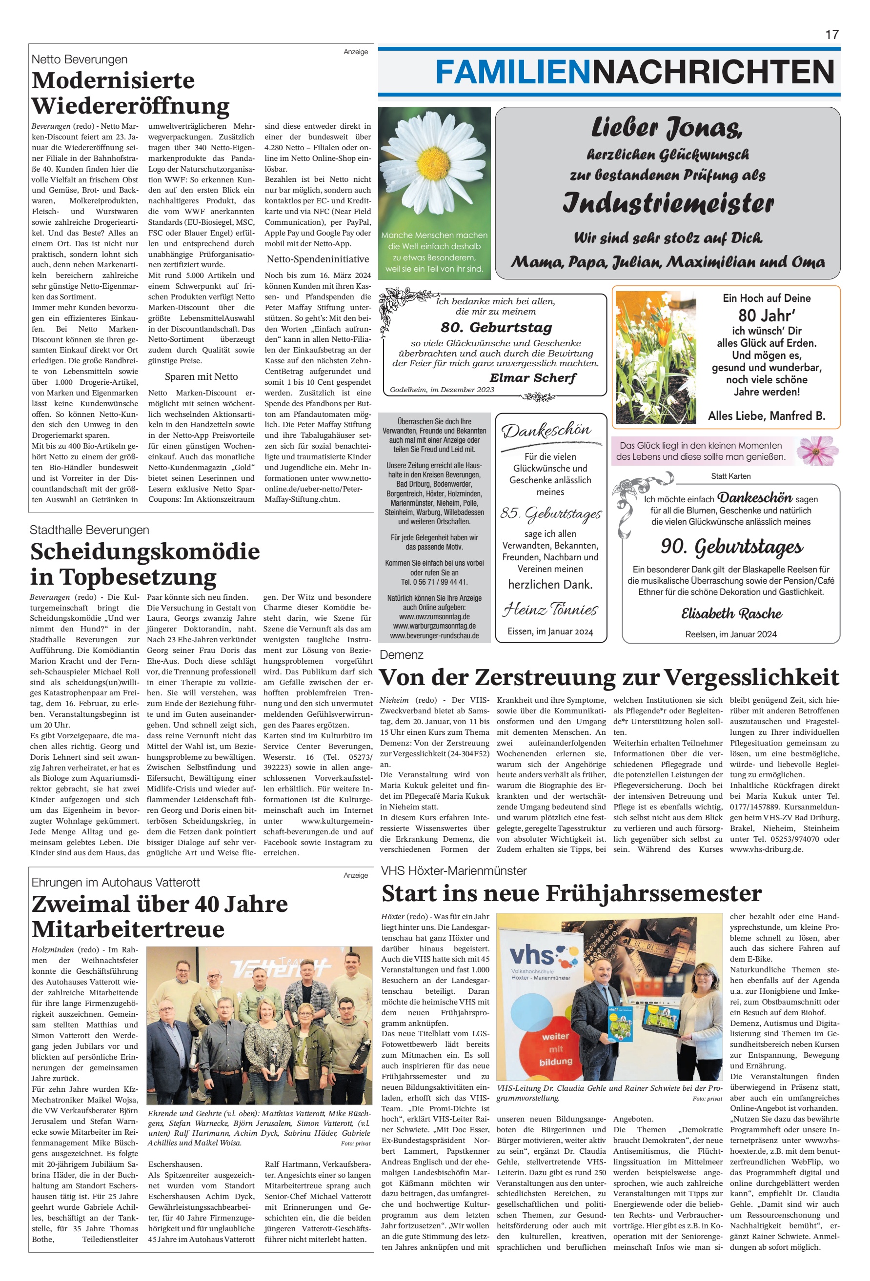 FAMILIENNACHRICHTEN Modernisierte Wiedereröffnung