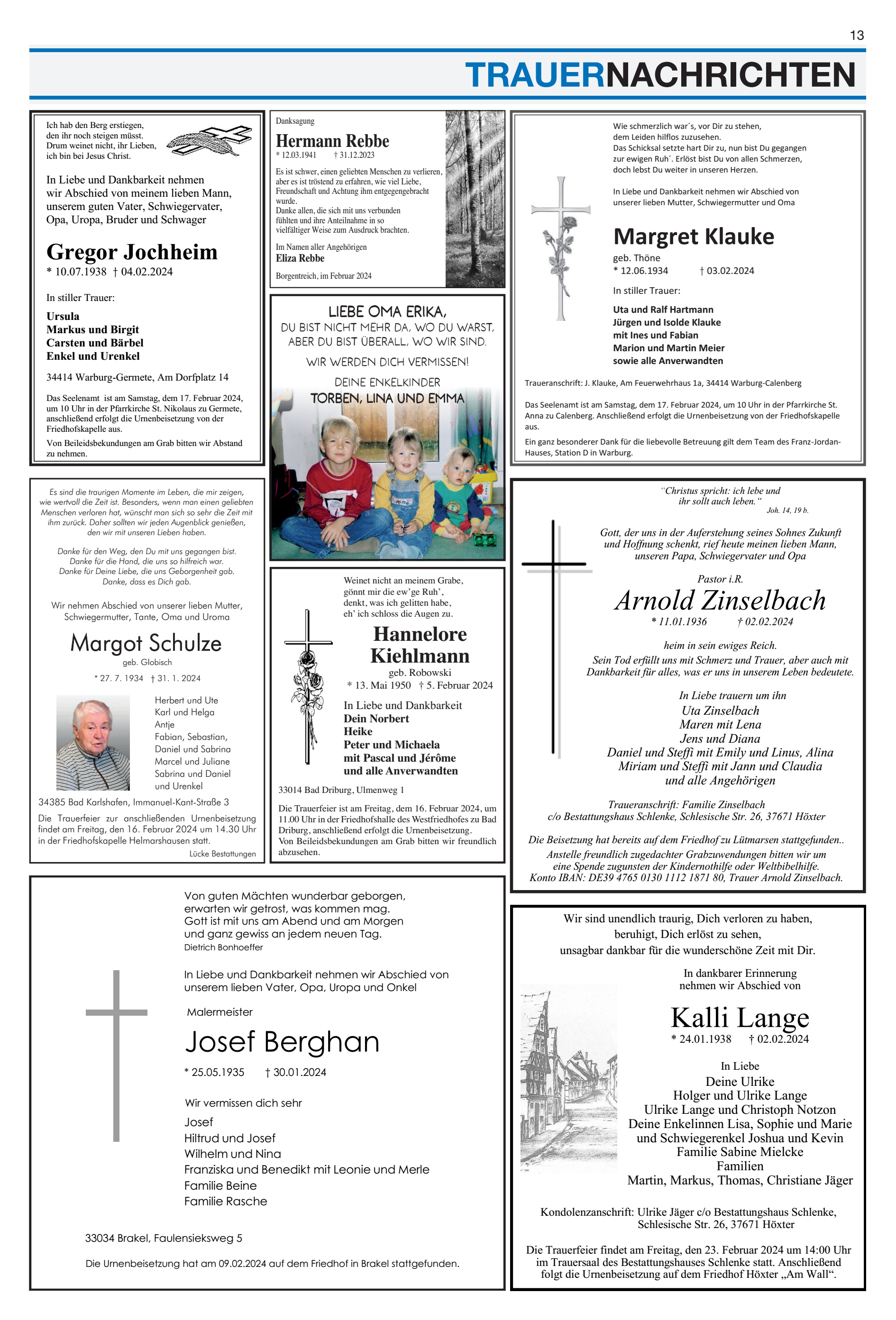 TRAUERNACHRICHTEN Margret Klauke
