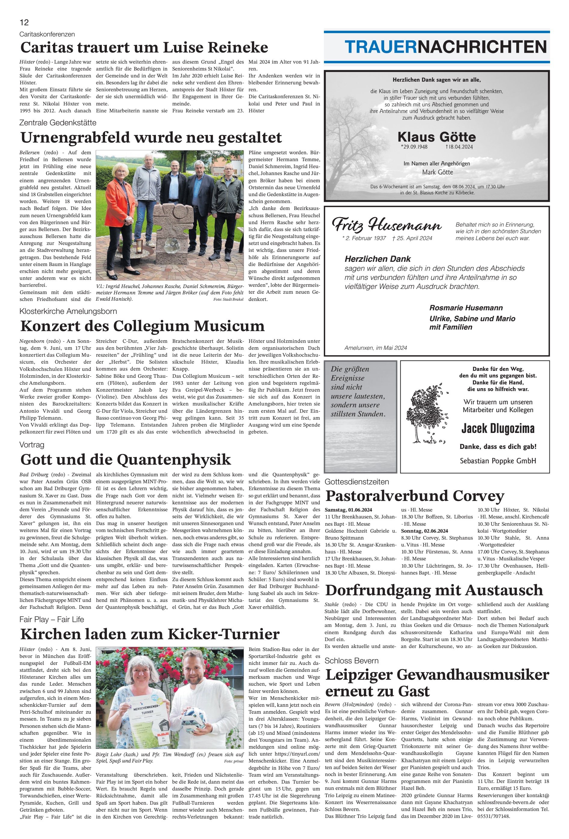 TRAUERNACHRICHTEN Caritas trauert
